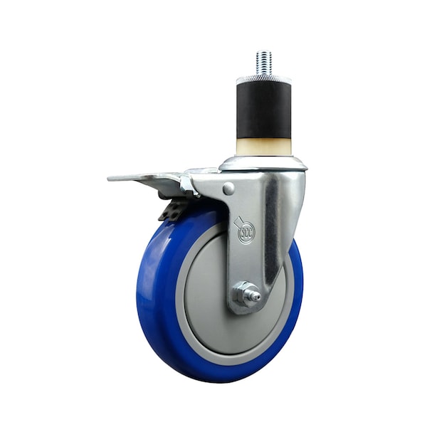 5'' Blue Poly Swivel 1-7/8'' Expanding Stem Caster Total Lock Brake